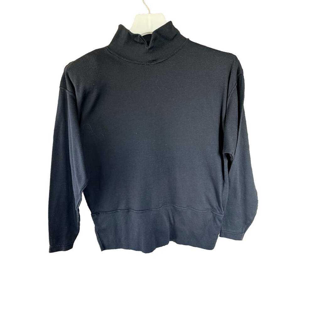 Ashleigh Morgan Vintage Black Mock Neck Cropped Top 90s Minimalist Size M